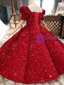 Ball Gown Sequins Puff Square Sleeve Flower Girl Dress