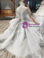 Tulle Silver Gray Sequins Appliques Beading Flower Girl Dress