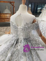 Tulle Silver Gray Sequins Appliques Beading Flower Girl Dress