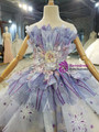 Purple Tulle Embroidery Appliques Flower Girl Dress