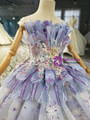 Purple Tulle Embroidery Appliques Flower Girl Dress