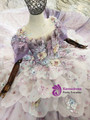 Purple Tulle Sequins Short Sleeve Appliques Flower Girl Dress