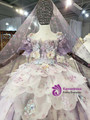 Purple Tulle Sequins Short Sleeve Appliques Flower Girl Dress