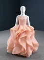 Orange Beading Sleeveless Organza Flower Girl Dress