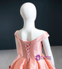 Pink Satin Organza Off the Shoulder Appliques Flower Girl Dress