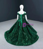 Green Sequins Off the Shoulder Flower Girl Dress