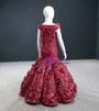 Burgundy Mermaid Off the Shoulder Appliques Flower Girl Dress