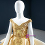 Gold Ball Gown Sequins Appliques Off the Shoulder Flower Girl Dress
