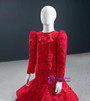 Red Lace Mermaid Long Sleeve Backless Flower Girl Dress