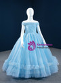 Blue Tulle Sequins Off the Shoulder Flower Girl Dress