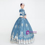 Blue Lace High neck Short Sleeve Victorian Antonietta Dress