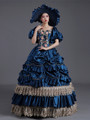 Ball Gown Satin Puff Sleeve Appliques Victorian Rococo Dress