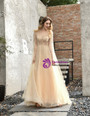 Champagne Illusion Tulle Beading Handwork Prom Dress