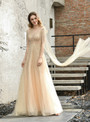 Champagne Illusion Tulle Beading Handwork Prom Dress