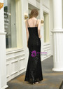 Black Mermaid Sequins Spaghetti Straps Pleats Prom Dress