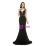 Black Deep V-neck Backless Mermaid Beading Prom Dress