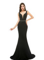 Black Deep V-neck Backless Mermaid Beading Prom Dress