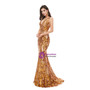 Mermaid V-neck Gold Sequins Long Prom Dress