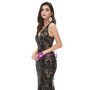 Black Mermaid Sequins V-neck Floor Length Prom Dress