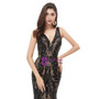 Black Mermaid Sequins V-neck Floor Length Prom Dress