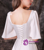White Satin Flying Sleeve Pearls Prom Dress