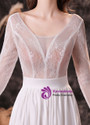 White Illusion Top Long Sleeve V-neck Prom Dress