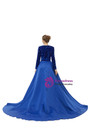 Royal Blue Mermaid Sequins Long Sleeve Prom Dress With Detachable Train