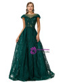 Dark Green Tulle See Through Beading Prom Dress