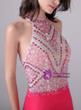 Fuchsia Mermaid Halter Beading Crystal Prom Dress