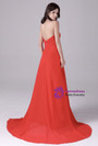 Red Chiffon Sweetheart Pleats Crystal Prom Dress