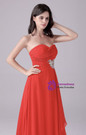 Red Chiffon Sweetheart Pleats Crystal Prom Dress