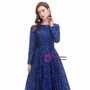 Royal Blue Long Sleeve Sequins Feather Prom Dress