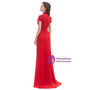 Red Mermaid High Neck Appliques Beading Prom Dress