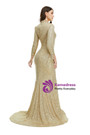 Gold Mermaid High Neck Sequins Long Sleeve Prom Dress