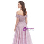 Light Purple Lace Beading Sequins Short Sleeve Prom Dress