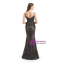 Elegance Black Sequins Spaghetti Straps Prom Dress With Detachable Train
