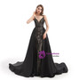Elegance Black Sequins Spaghetti Straps Prom Dress With Detachable Train