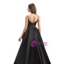 Elegance Black Sequins Spaghetti Straps Prom Dress With Detachable Train