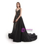 Elegance Black Sequins Spaghetti Straps Prom Dress With Detachable Train