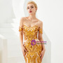 Fabulous Gold Mermaid Sequins Off the Shoulder Prom Dress