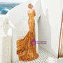 Fabulous Gold Mermaid Sequins Off the Shoulder Prom Dress