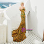 Sexy Green and Gold Mermaid Sequins Prom Dress