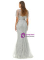 Silver Gray Mermaid Bat Sleeve Beading Sequins Prom Dress