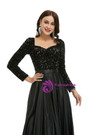 Black Long Sleeve Satin Sequins Prom Dress