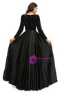 Black Long Sleeve Satin Sequins Prom Dress