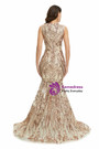 Champagne Gold Mermaid Sequins Sleeveless Prom Dress