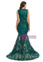 Dark Green Mermaid See-through Sequins Prom Dress