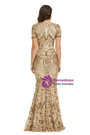 Queenly Gold Mermaid Sequins Short Sleeve Prom Dress