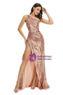 Casual Gold Sequins One Shoulder Prom Dress