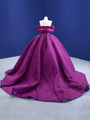Purple Lace Pearls Off the Shoulder Prom Dress